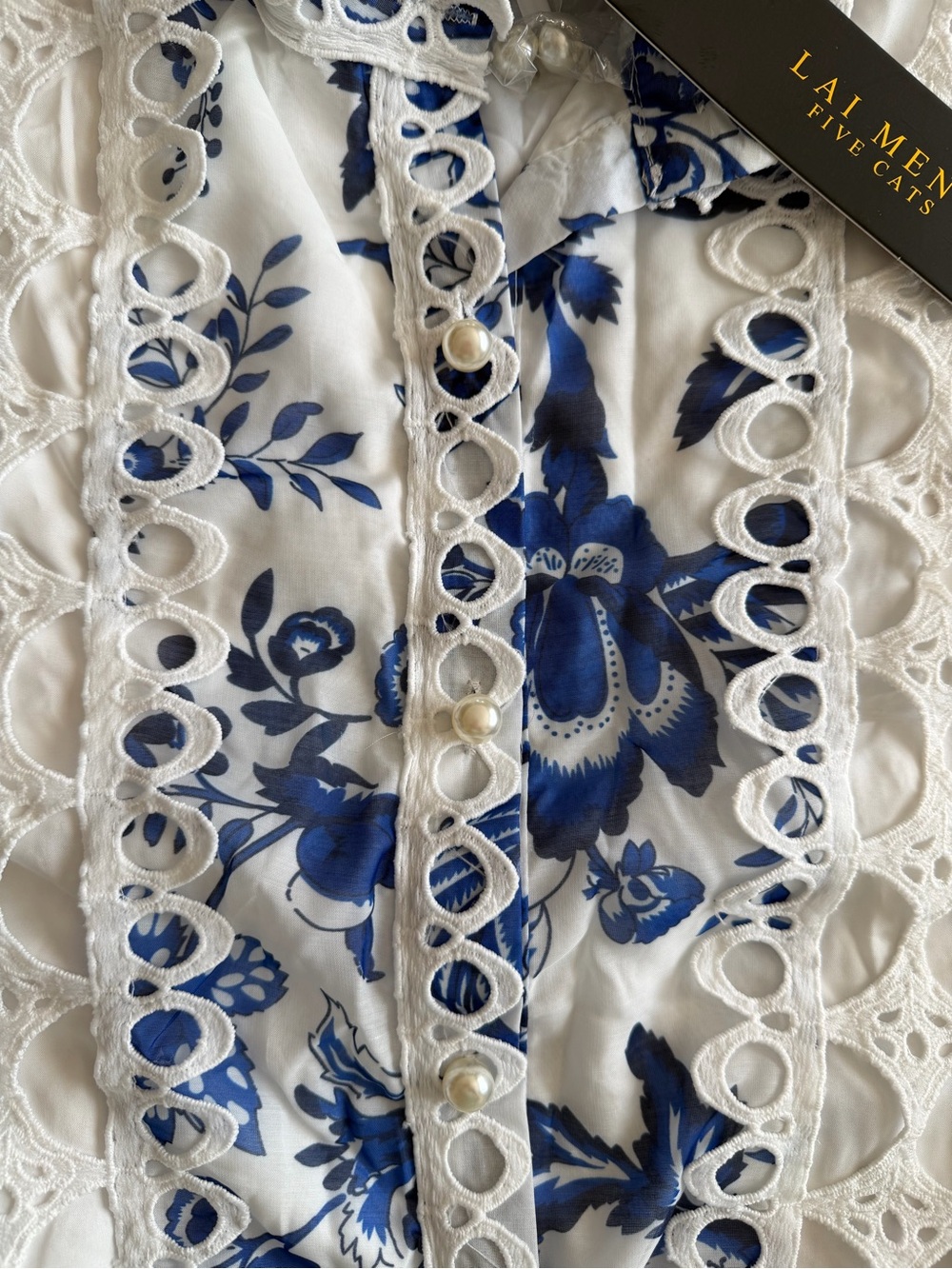 NWT Lai Meng Five Cats Sleeveless Hollow out Lace Trim Midi Dress with Belt S - Picture 10 of 10
